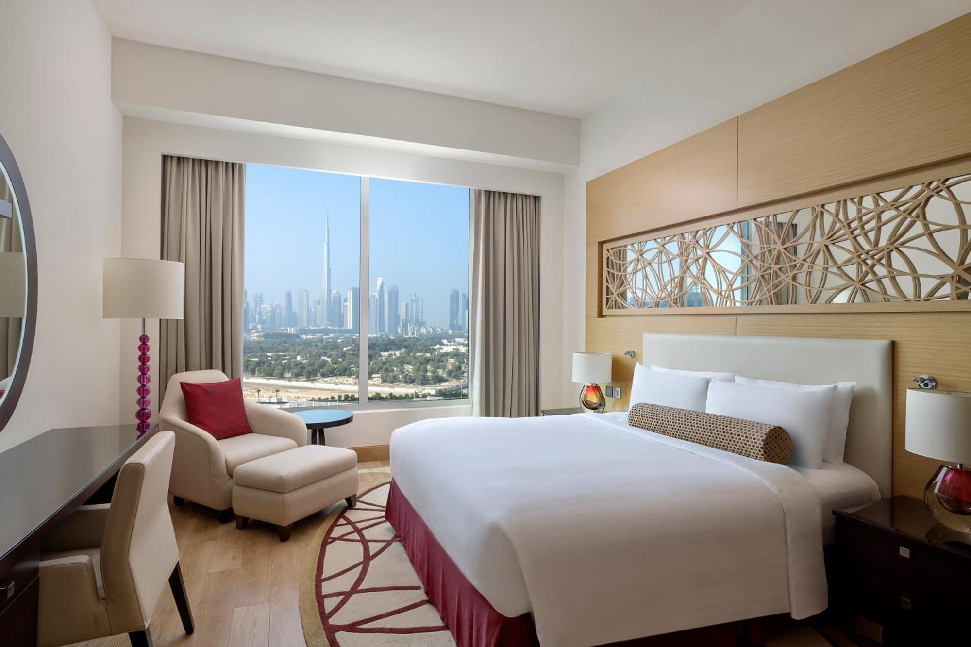 Marriott Executive Apartments Al Jaddaf, Dubaj Kültér fotó A bedroom at the hotel