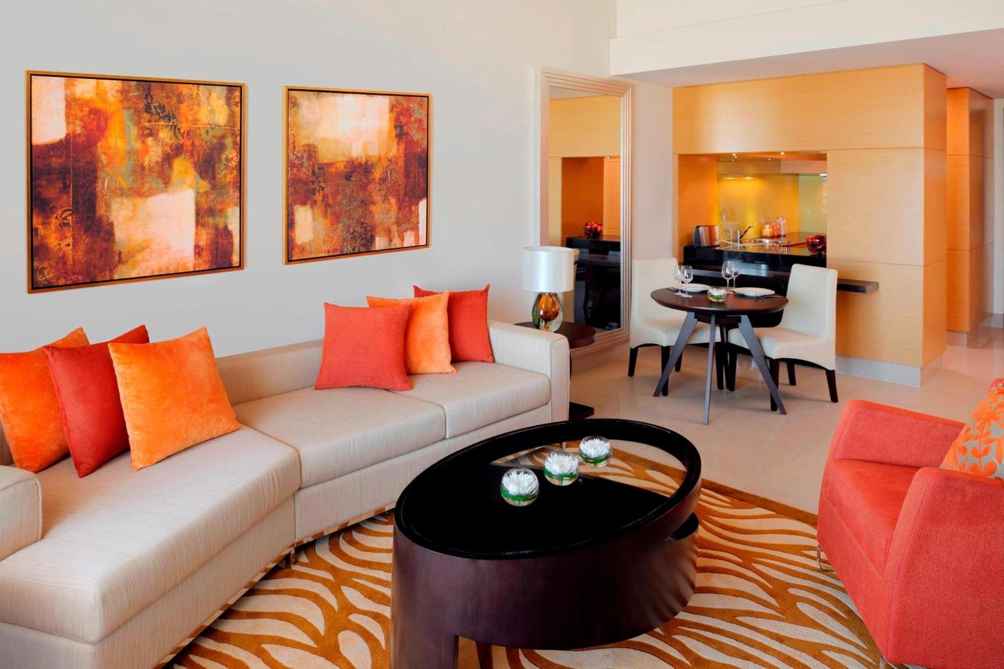 Marriott Executive Apartments Al Jaddaf, Dubaj Kültér fotó A living room at the Taj Bengal